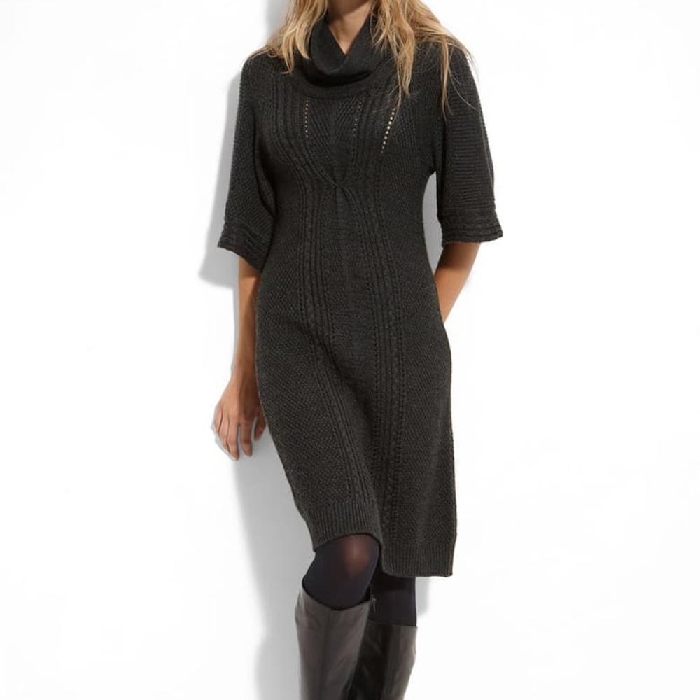 Tahari/ Arthur S. Levine Grey Medium Weight Wool Blend Sweater Dress NWOT sz S